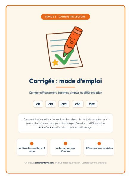 La première page du cadeau : Bonus 5 : les corrigés, mode d’emploi