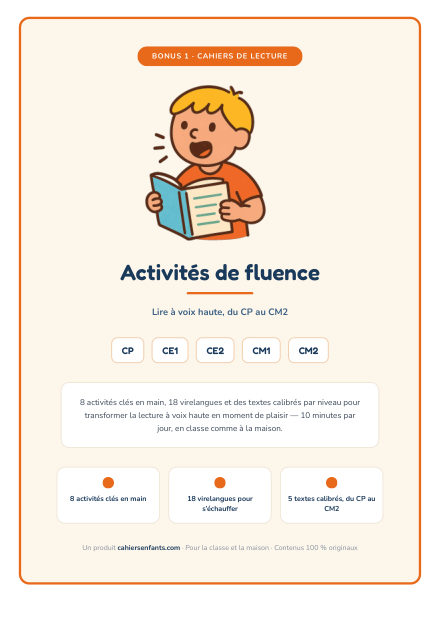 La première page du cadeau : Bonus 1 : activités de fluence