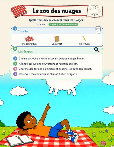 Une page du cahier : Anti-ennui, le zoo des nuages
