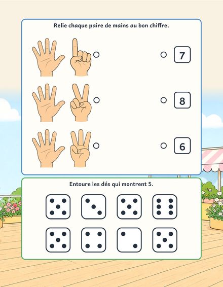 Une page du cahier : Maths GS, compter sur ses doigts