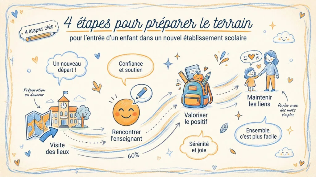 Enfant préparant son sac pour son changement d'école