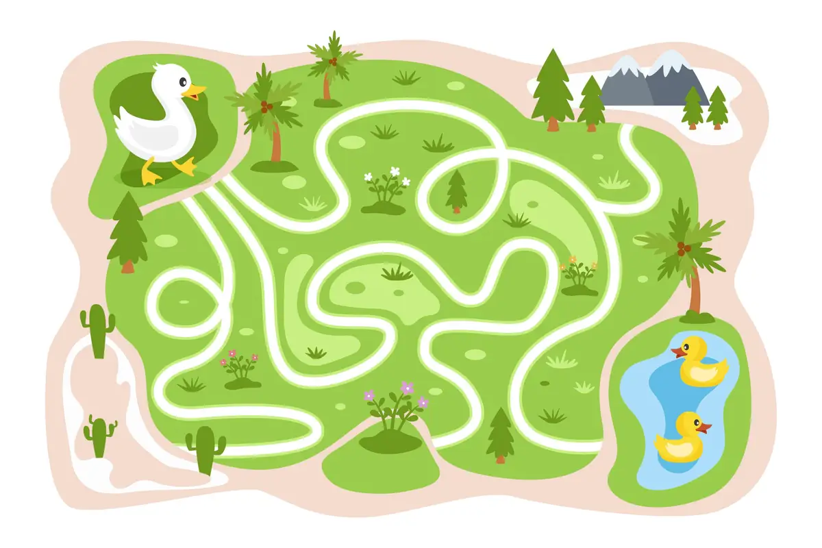 Labyrinthe en forme de canards à imprimer à imprimer