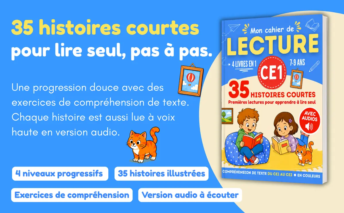 Cahier de lecture CE1 : 35 histoires courtes pour lire seul, pas à pas