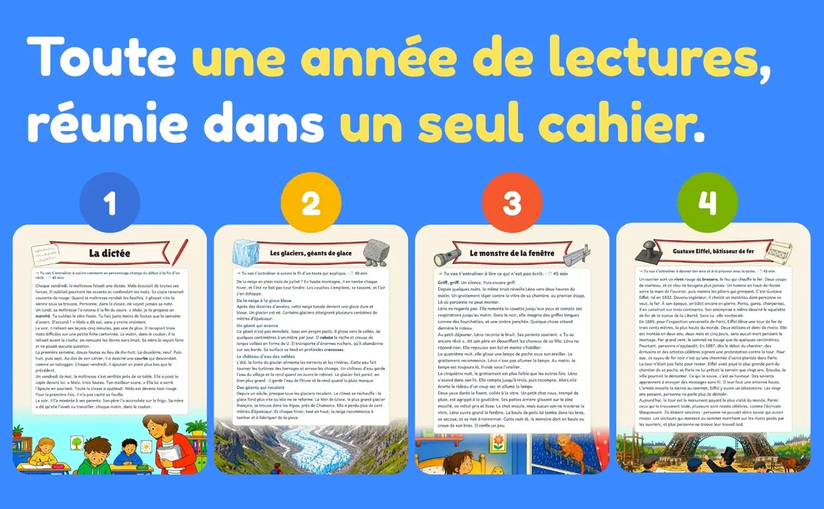 Cahier de lecture CM2 : toute une année de lectures réunie dans un seul cahier