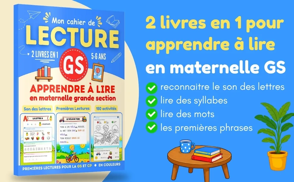 Cahier de lecture GS : 2 livres en 1 pour apprendre à lire en maternelle grande section, 5-6 ans