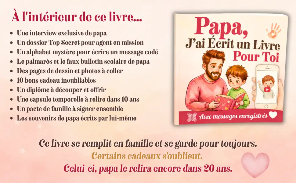 Papa livre personnalisé — ce que contient le livre à l'intérieur