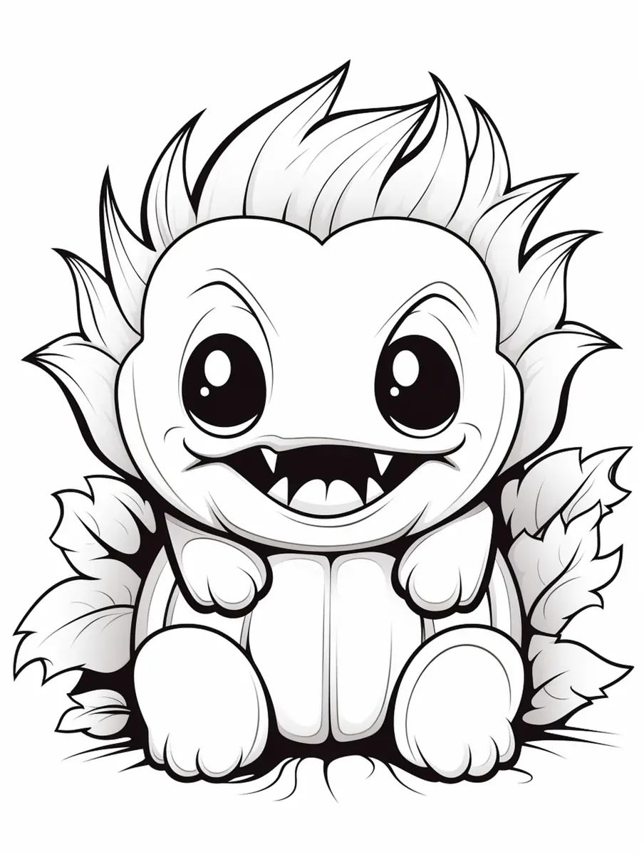 Coloriage monstre souriant aux grands yeux à imprimer