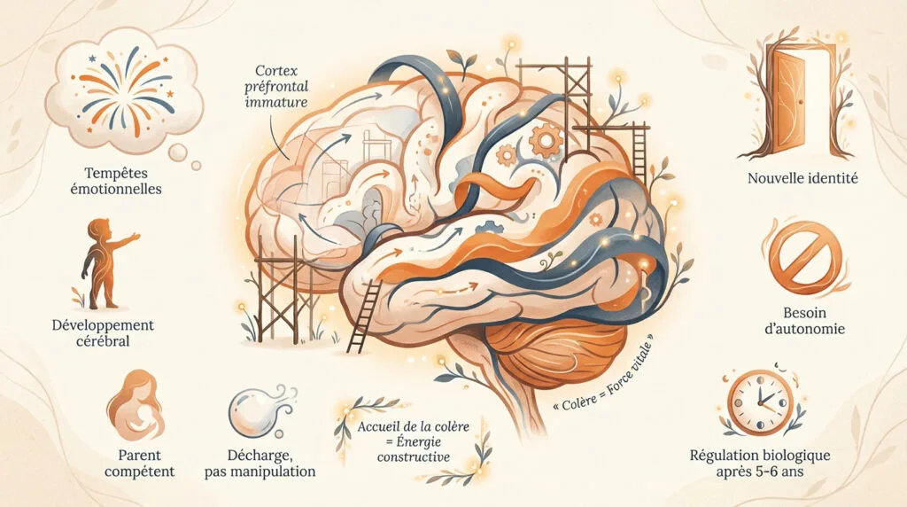 Illustration du développement du cerveau de l'enfant et de la gestion des émotions