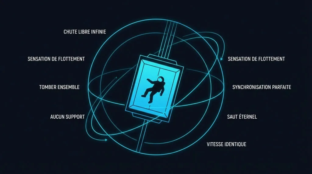 Illustration d'un astronaute flottant dans une station spatiale en orbite terrestre
