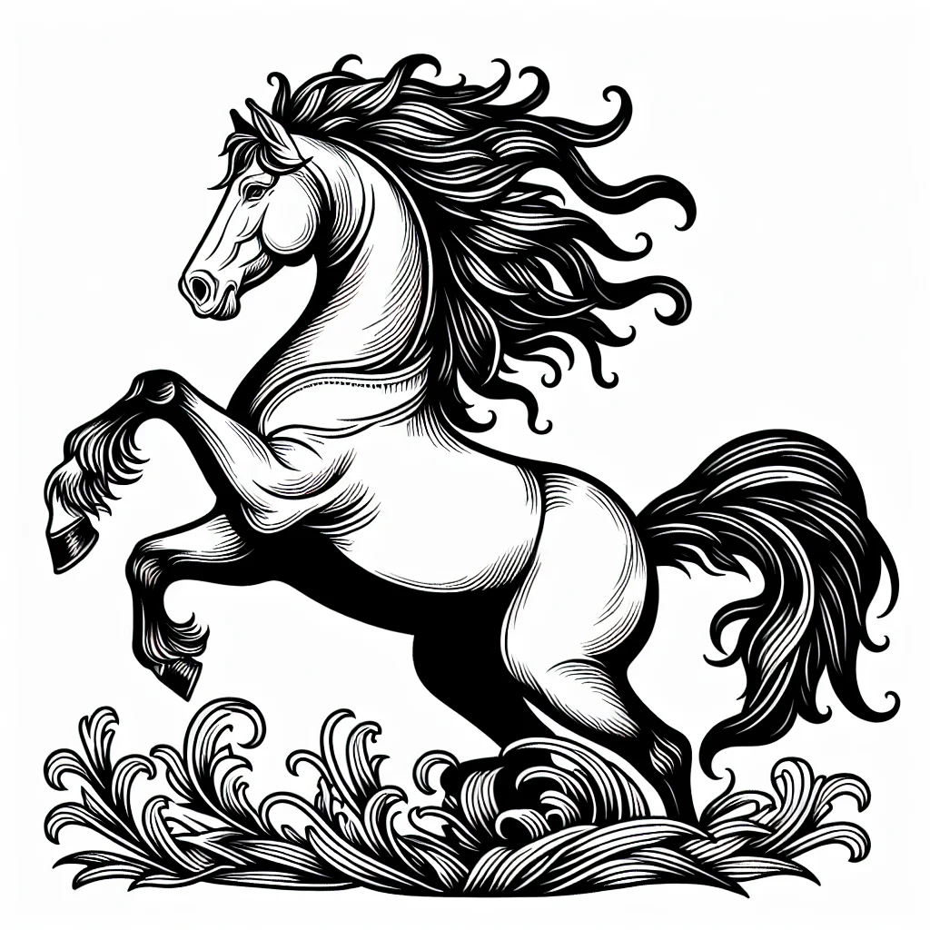 Rearing horse majestic pose coloring page for kids a imprimer