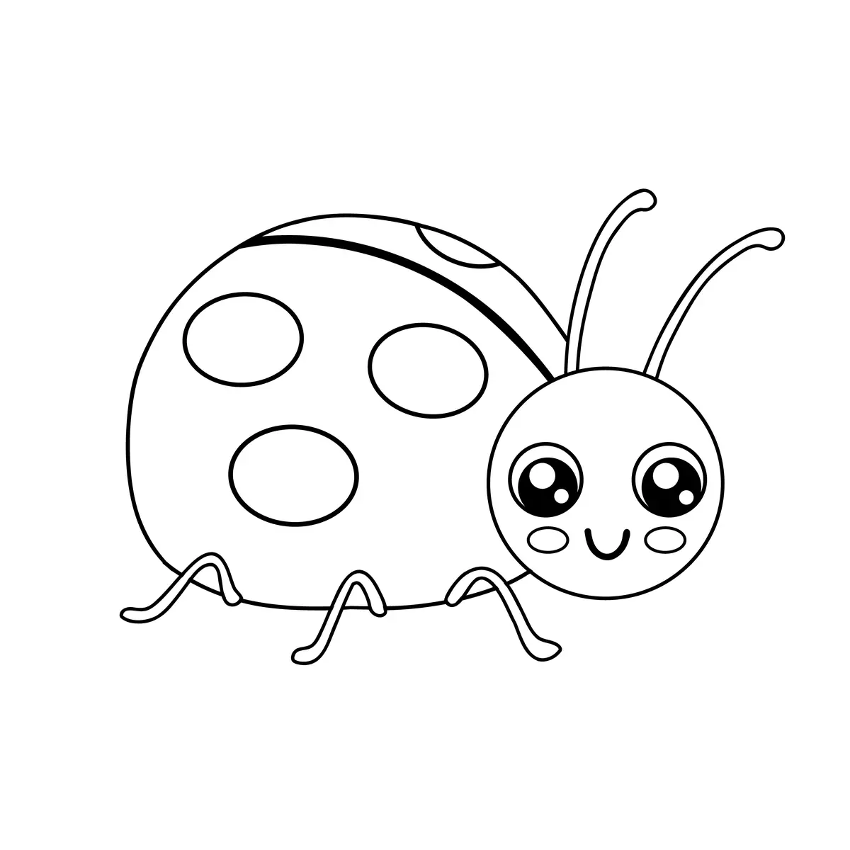 Coloriage coccinelle kawaii souriante tres simple a imprimer pour maternelle