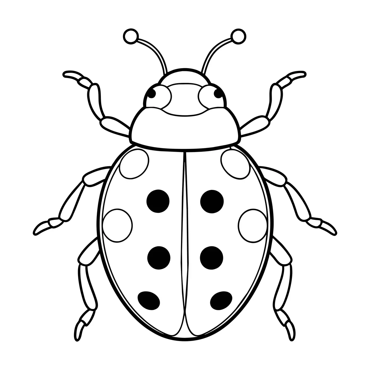 Coloriage coccinelle vue de dessus avec points et antennes a imprimer