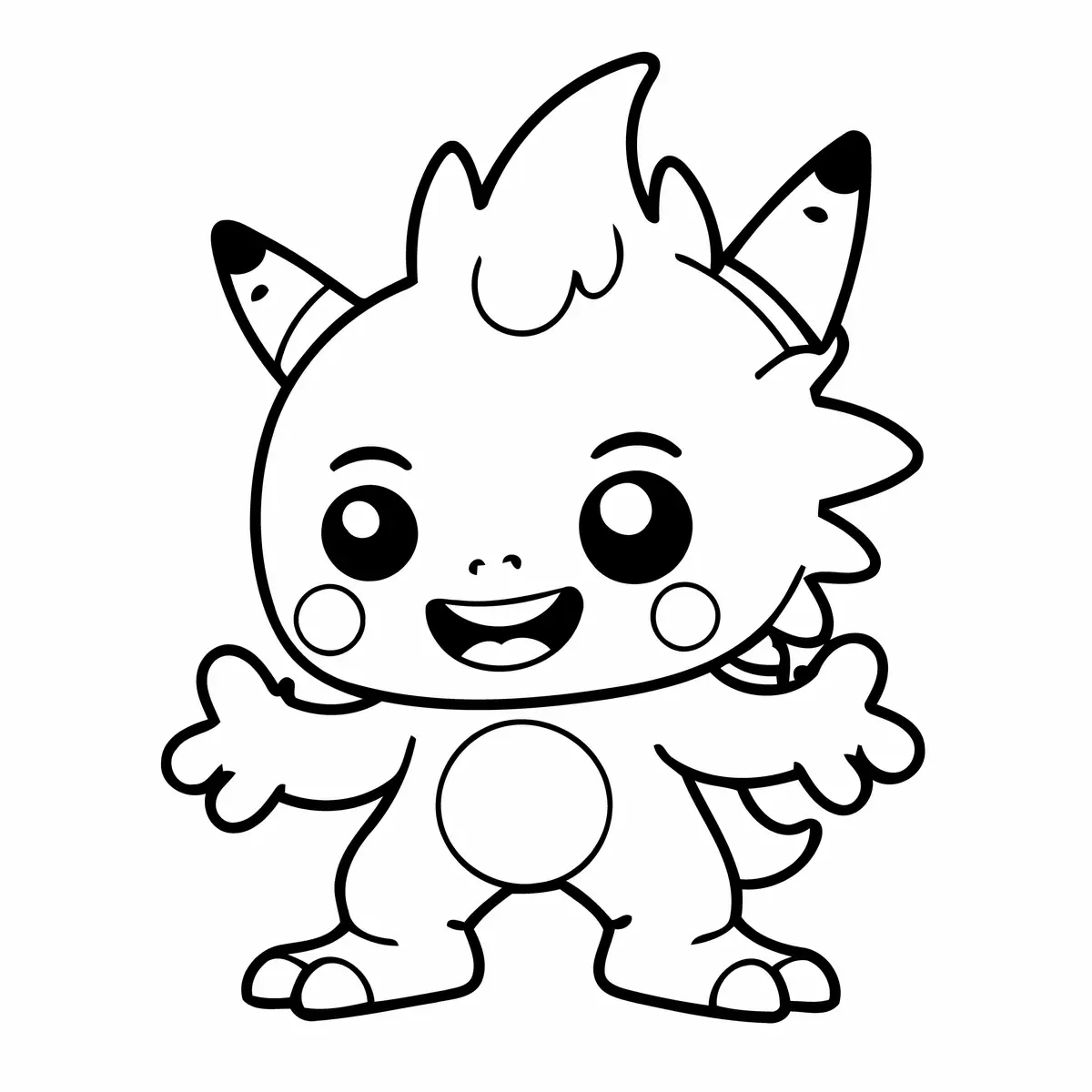 Coloriage créature kawaii bras ouverts à imprimer