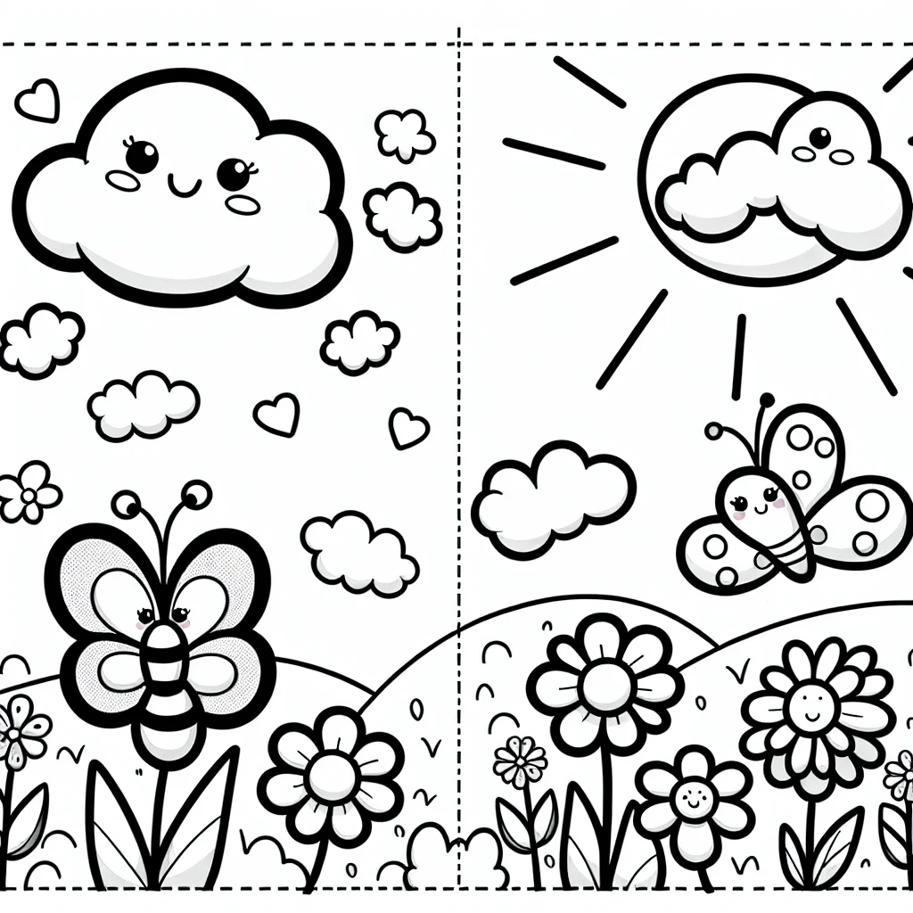 Coloriage deux papillons prairie à imprimer