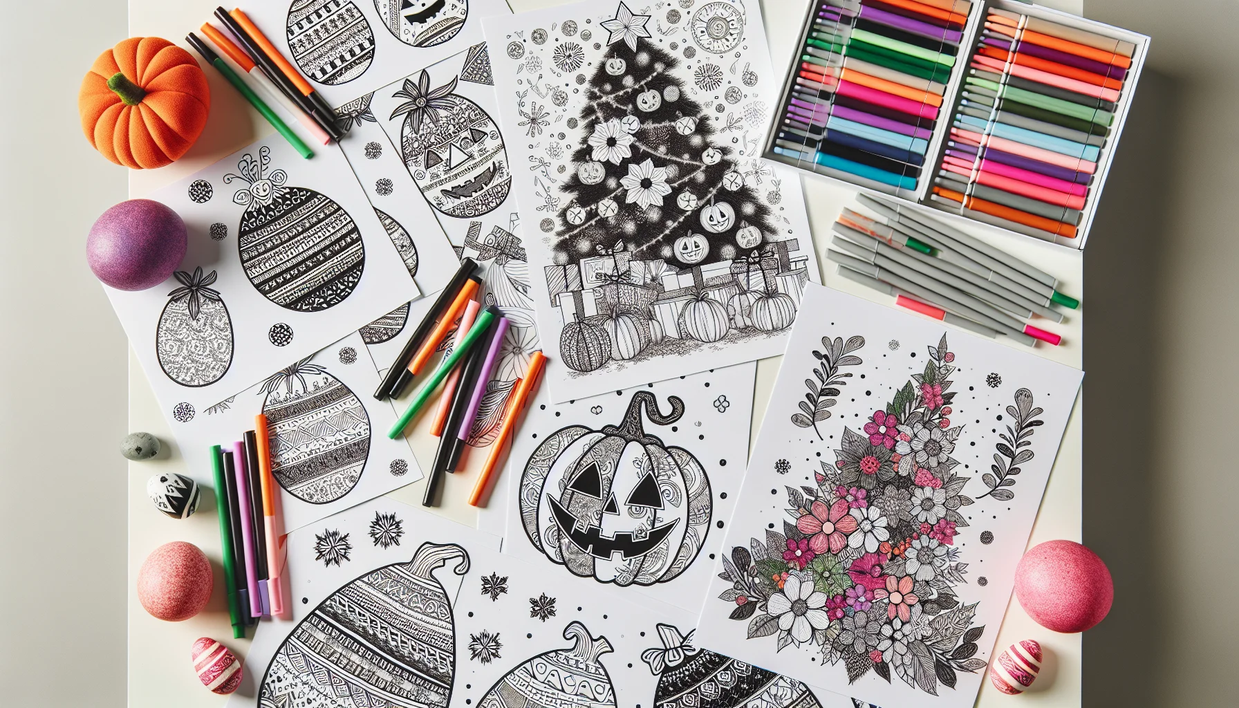 Coloriages fêtes et saisons - Noël, Halloween, Pâques, printemps