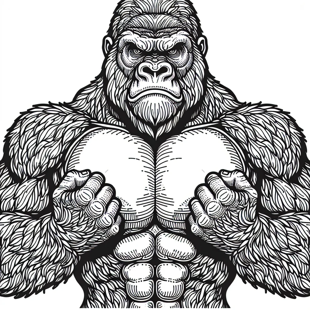 Donkey Kong beating his chest coloring page for kids a imprimer