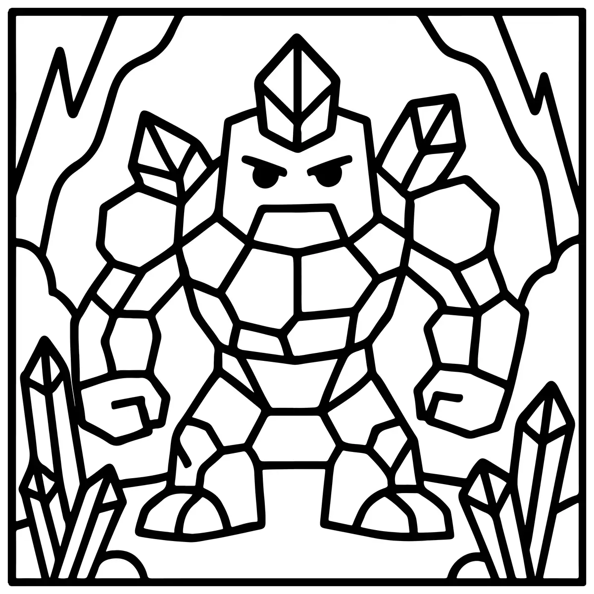 Golem de pierre dans une grotte Minecraft coloriage a imprimer