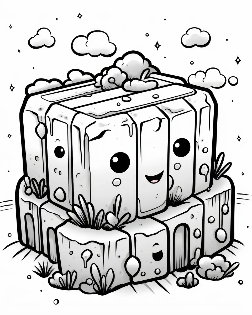 Blocs Minecraft kawaii mignons coloriage a imprimer