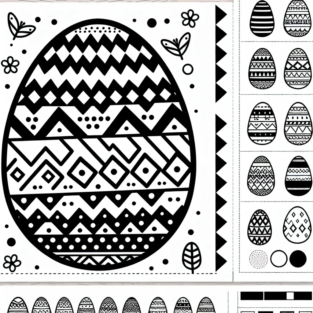 Coloriage œuf de Pâques géométrique à imprimer