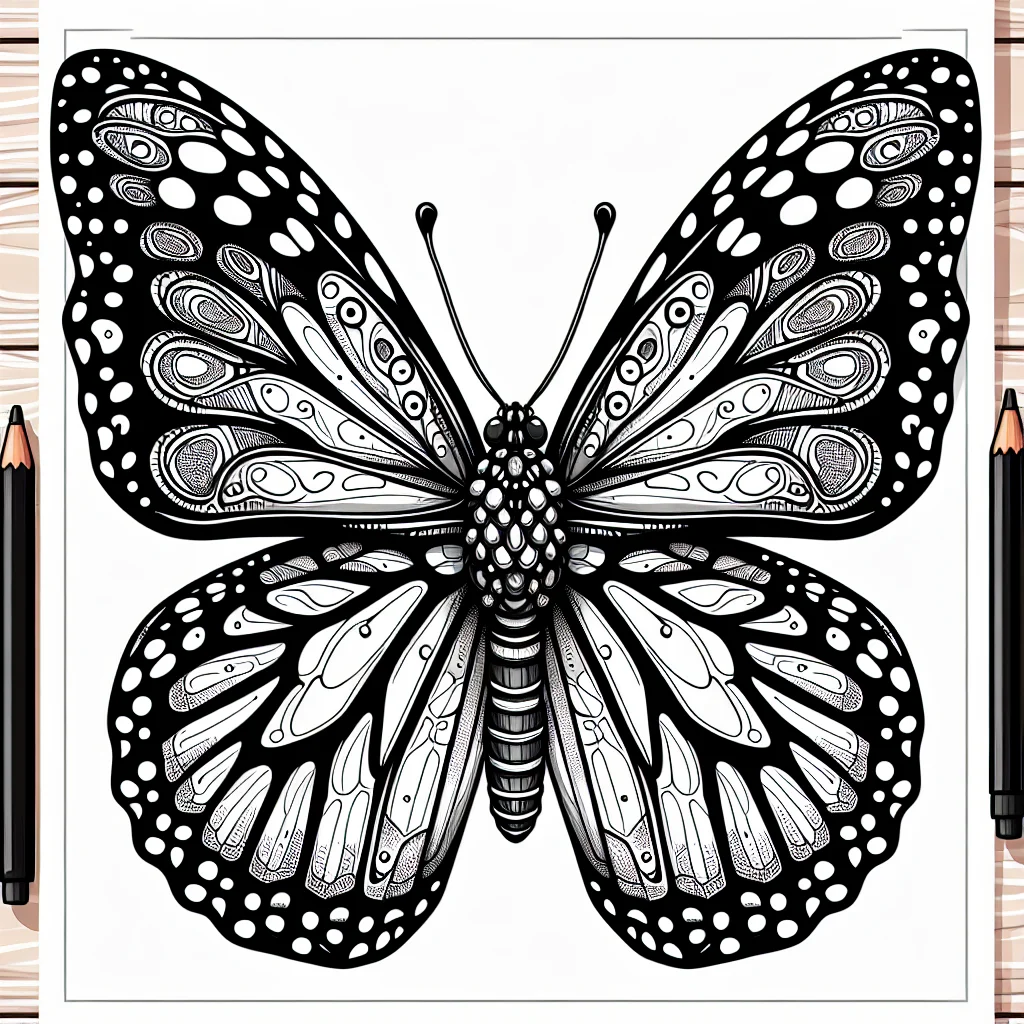 Coloriage papillon monarque réaliste à imprimer