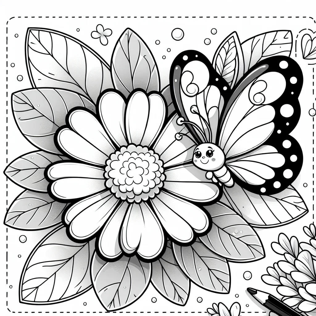 Coloriage papillon sur fleur à imprimer