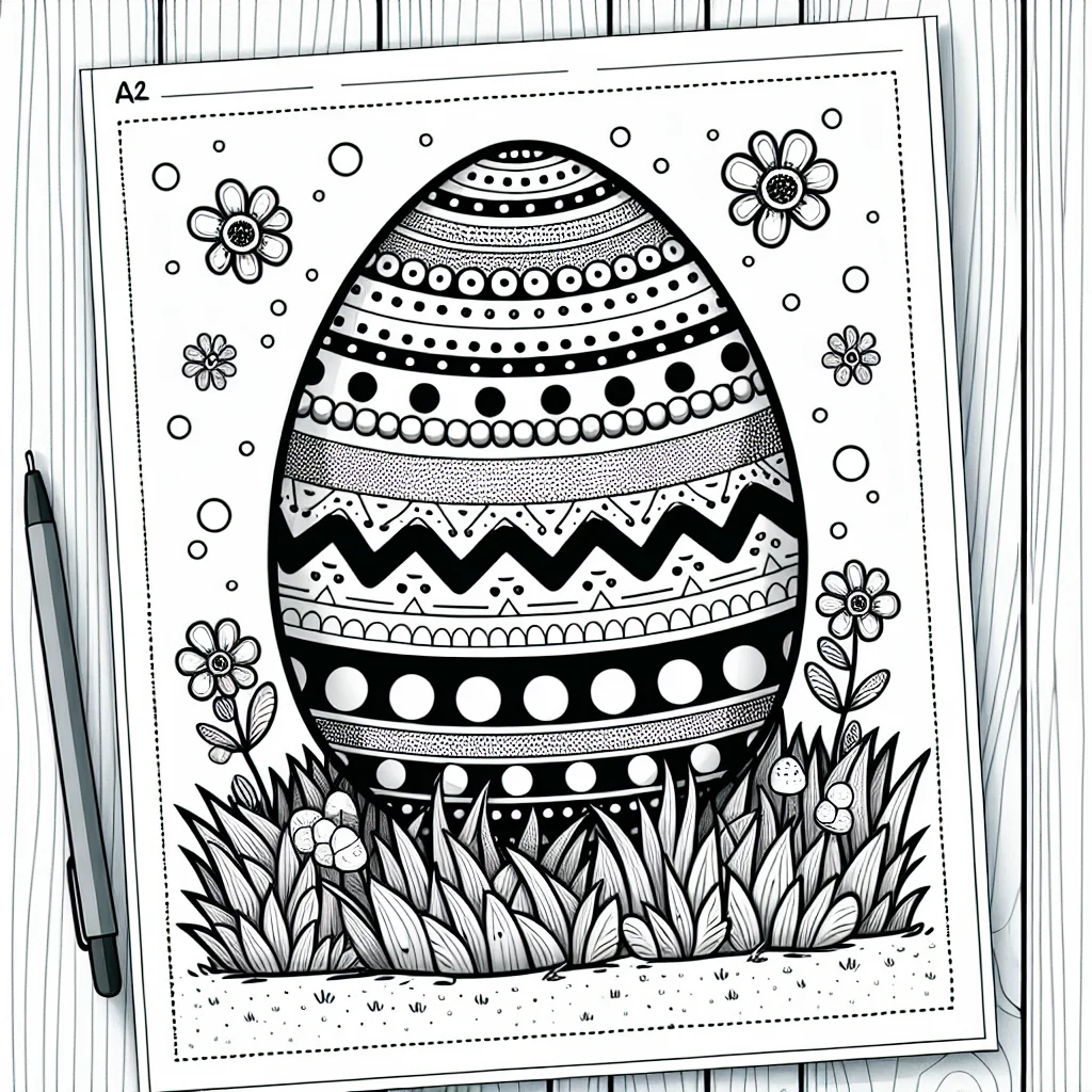 Coloriage œuf de Pâques décoré à imprimer