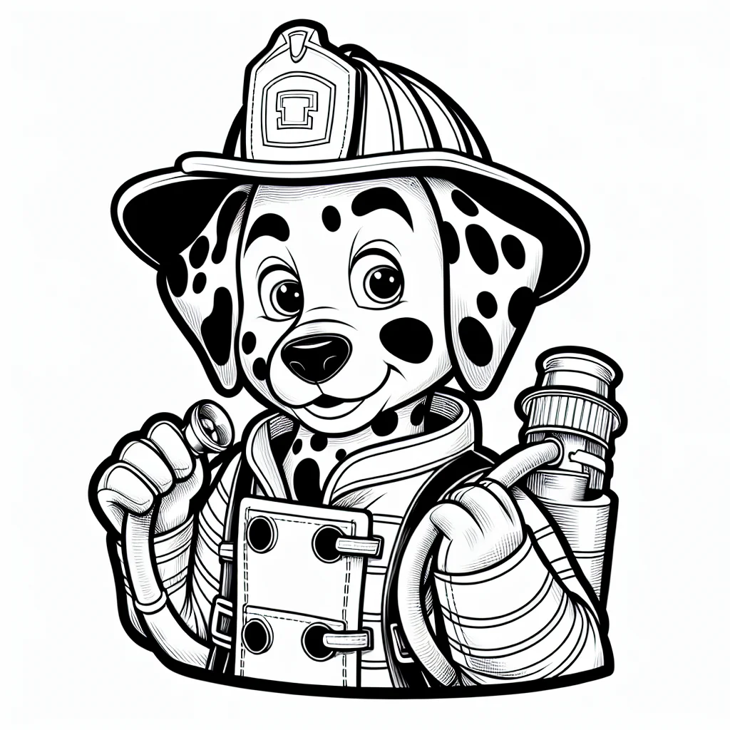 Marshall from Paw Patrol dalmatian fire dog with his fire hat and hose a imprimer