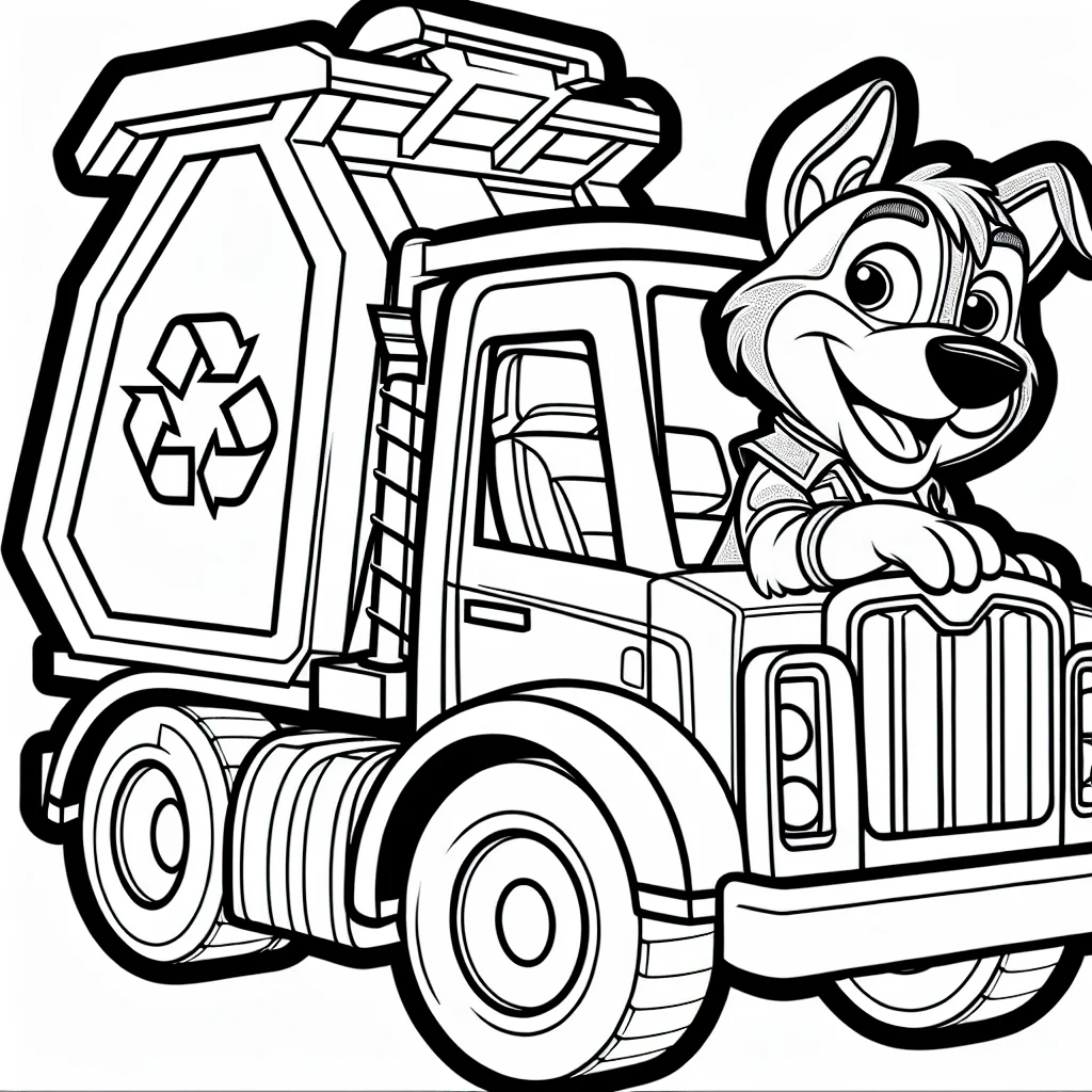 Rocky from Paw Patrol recycling dog with his truck a imprimer