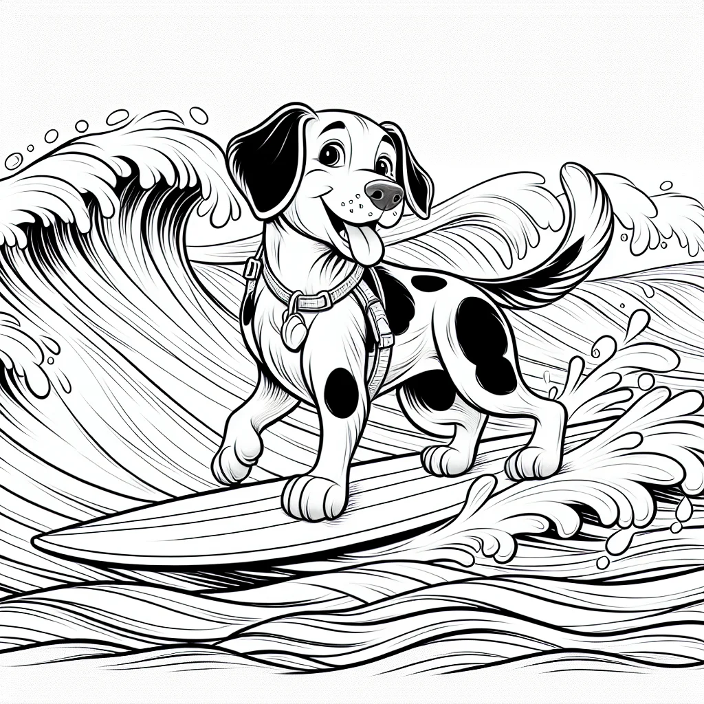 Zuma from Paw Patrol water rescue dog surfing on waves a imprimer