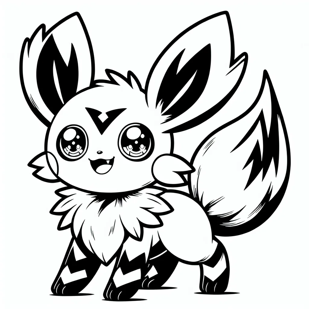 Pikachu happy and smiling with lightning bolt tail a imprimer