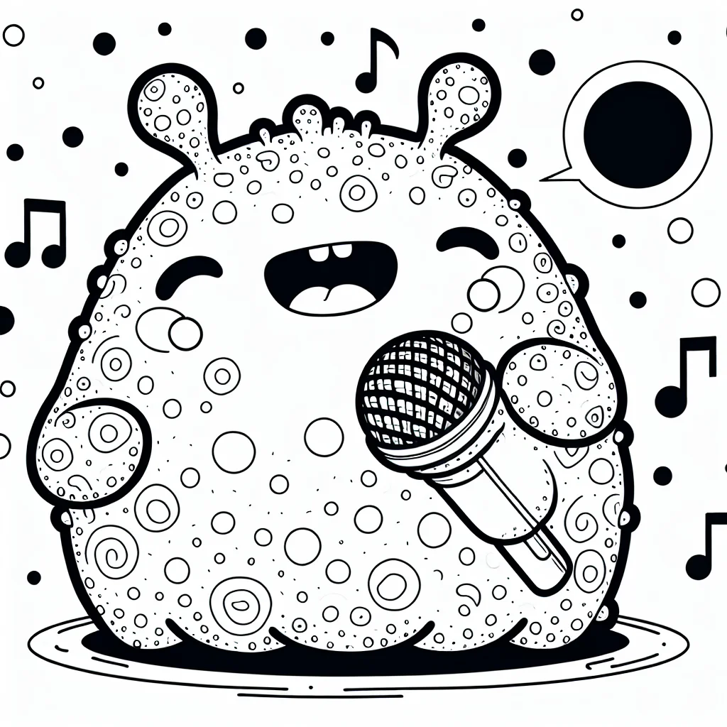 Jigglypuff cute round singing Pokemon with microphone a imprimer