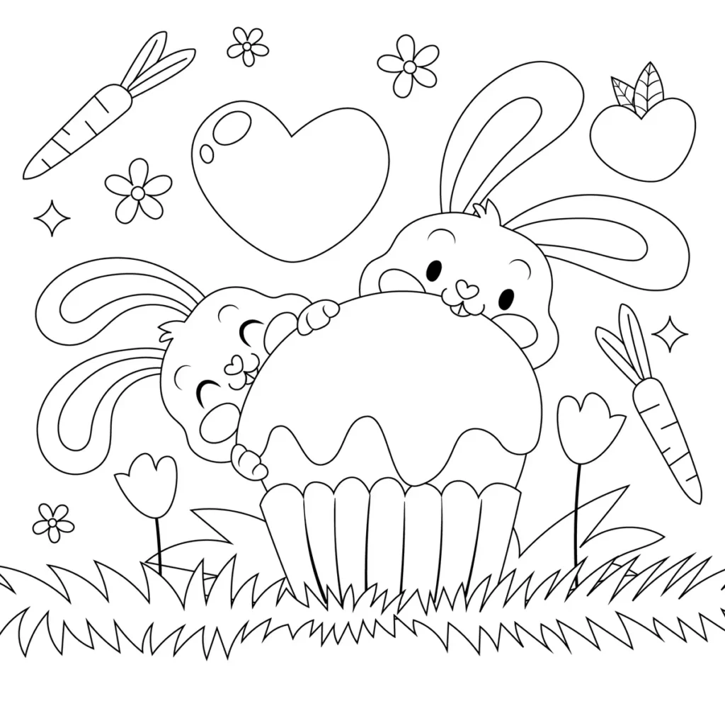 Coloriage grand lapin avec un papillon posé sur sa patte à imprimer