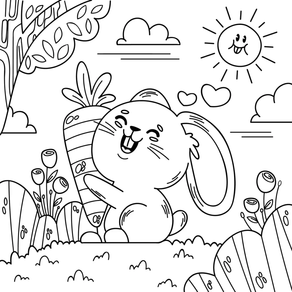 Coloriage lapin à lunettes rondes à imprimer pour la maternelle