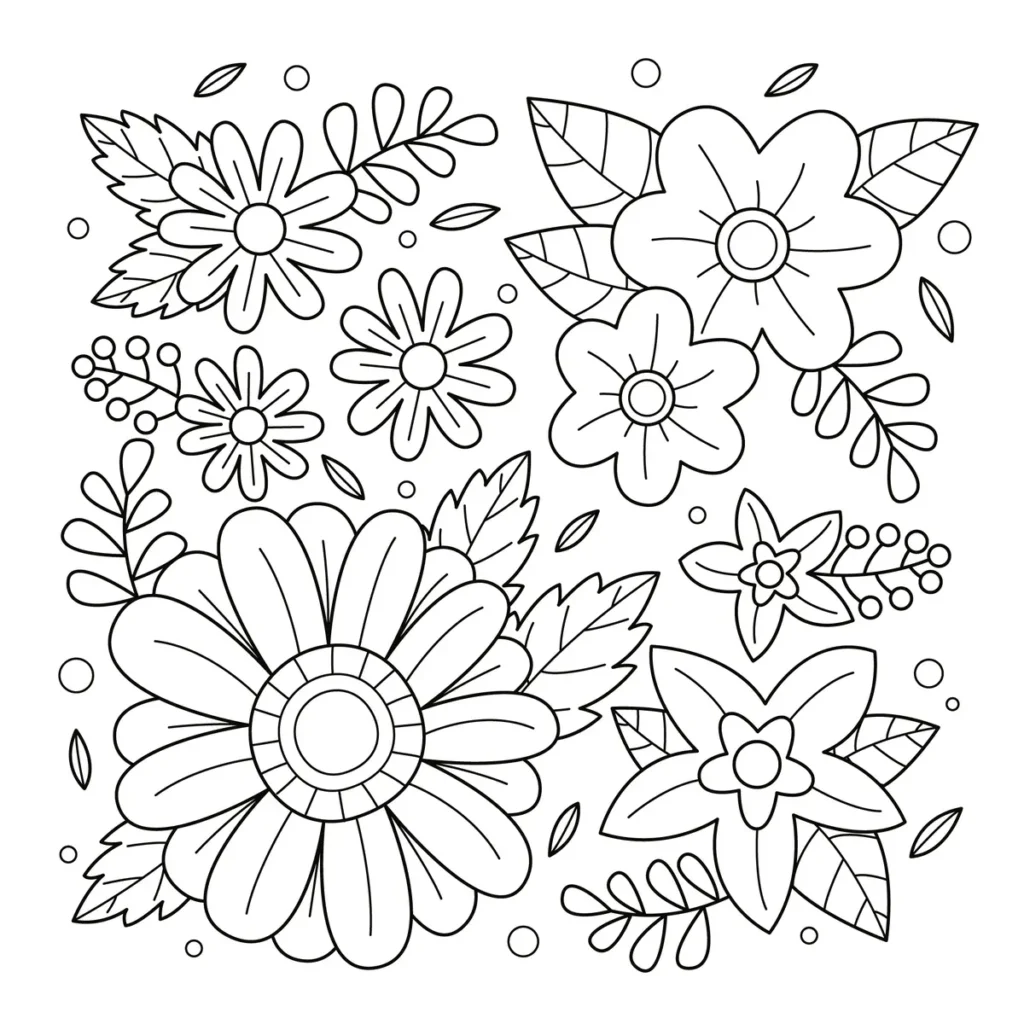 Coloriage motif floral de marguerites répété à imprimer