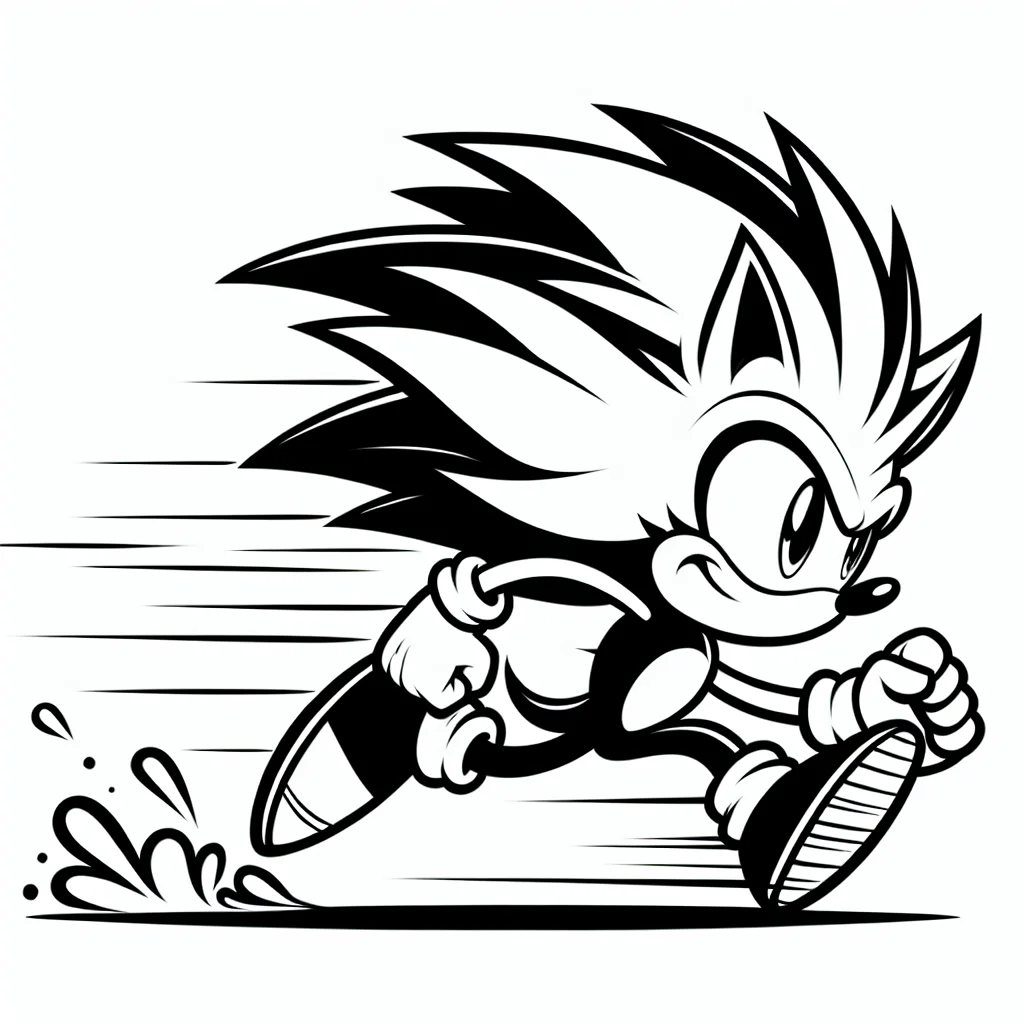 Sonic running at full speed coloring page for kids a imprimer