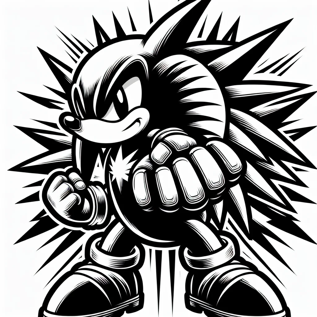 Knuckles fist raised in combat pose coloring page for kids a imprimer