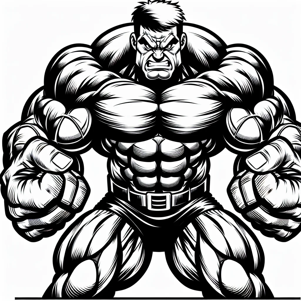Hulk angry fists clenched muscles bulging coloring page for kids a imprimer