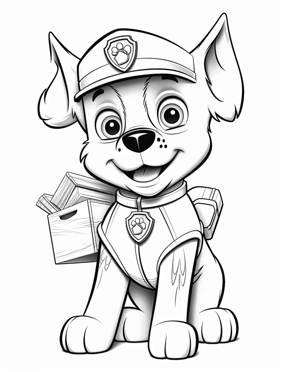 Coloriage chien avec casquette style Chase à imprimer