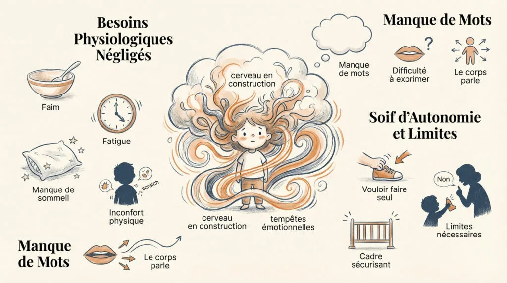 Enfant en pleine crise de colère exprimant sa frustration