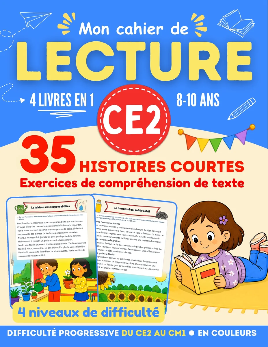 Mon cahier de Lecture CE2, 35 histoires pour lire et comprendre, 8-10 ans