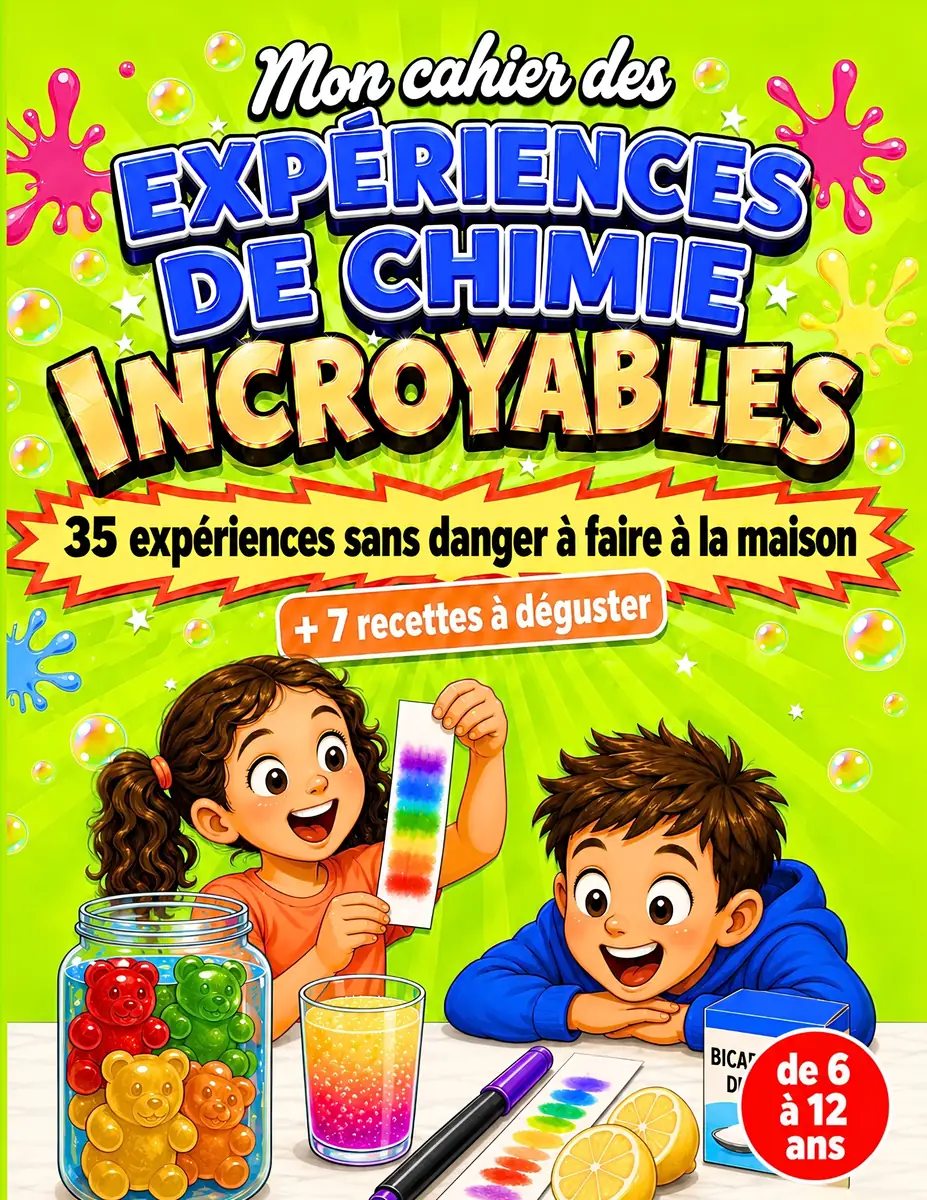 Mon cahier des Expériences de Chimie Incroyables, 35 expériences, 6-12 ans