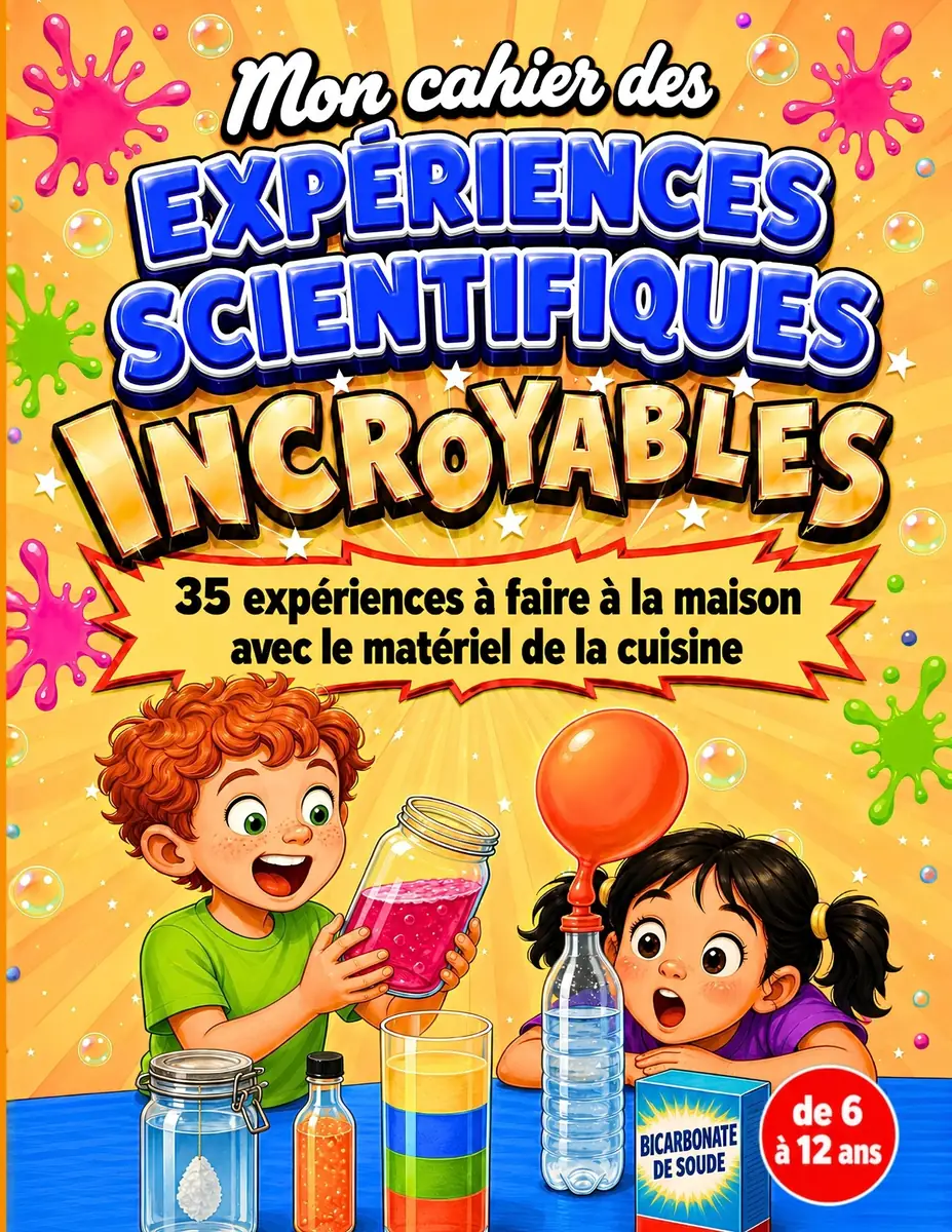 Couverture du livre Mon cahier des Expériences Scientifiques Incroyables, 35 expériences à faire à la maison, 6-12 ans