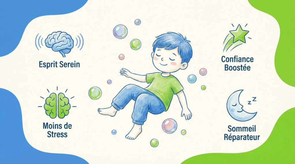 Enfant serein symbolisant les bienfaits du sport sur le mental et le corps