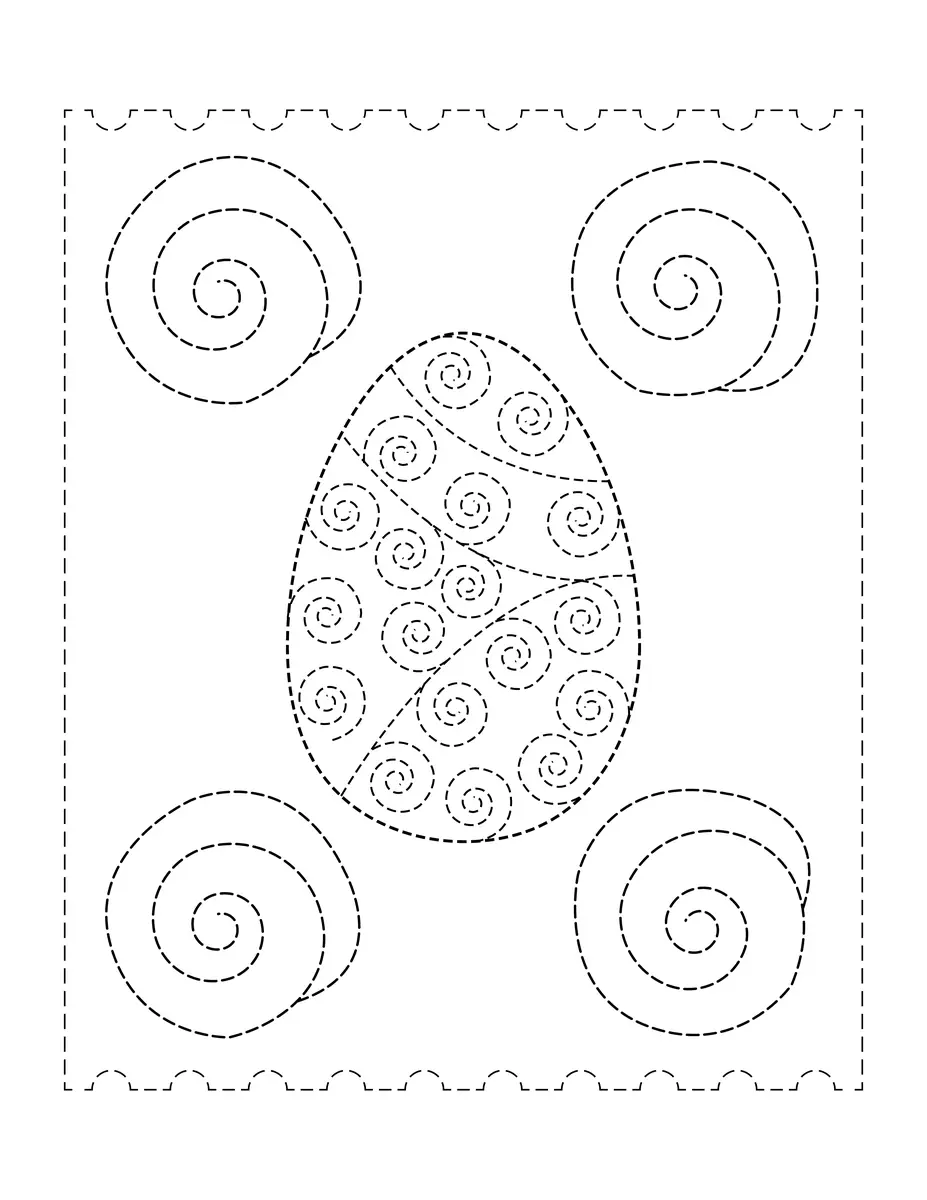 Fiche graphisme Paques spirales a tracer autour d un oeuf noir et blanc a imprimer