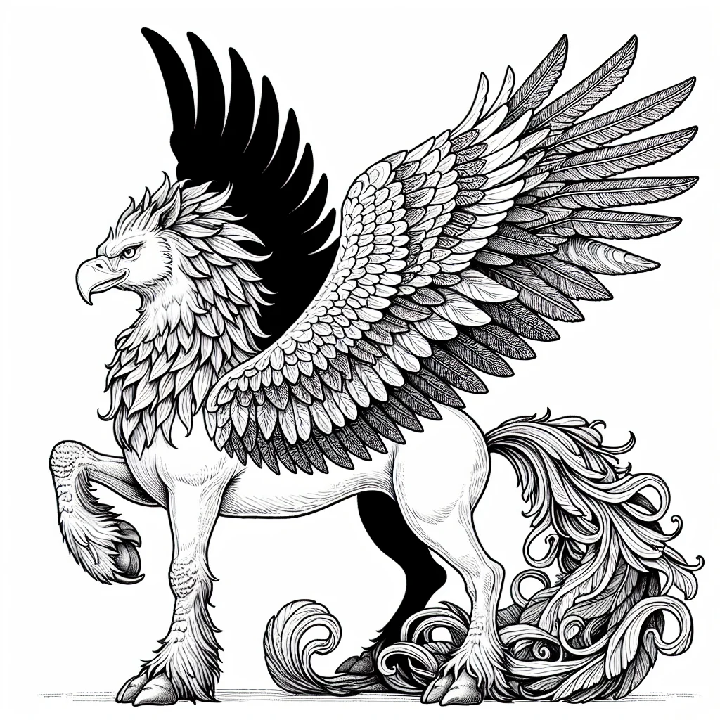 Coloriage hippogriffe creature mi-aigle mi-cheval a imprimer