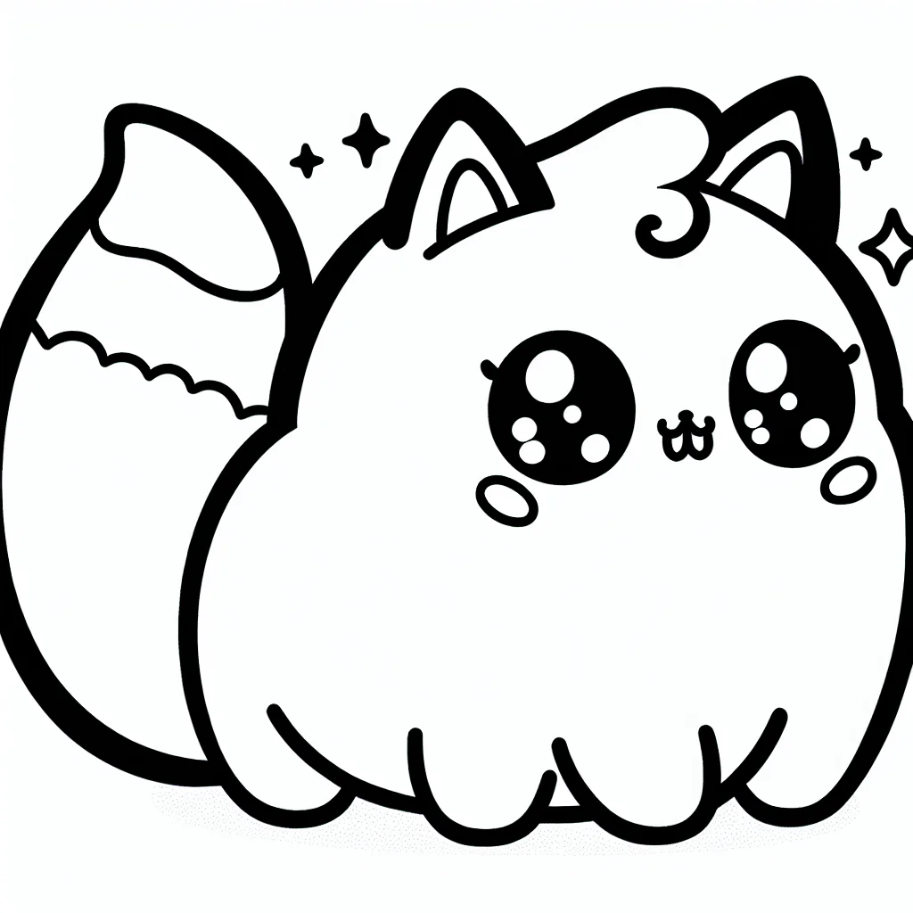 Coloriage kawaii chat mignon a imprimer pour enfant