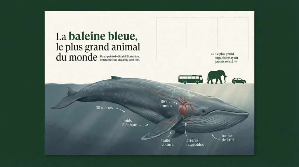 Une baleine bleue majestueuse nageant dans les profondeurs de l'océan