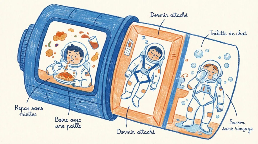 Astronaute en apesanteur dans la station spatiale internationale