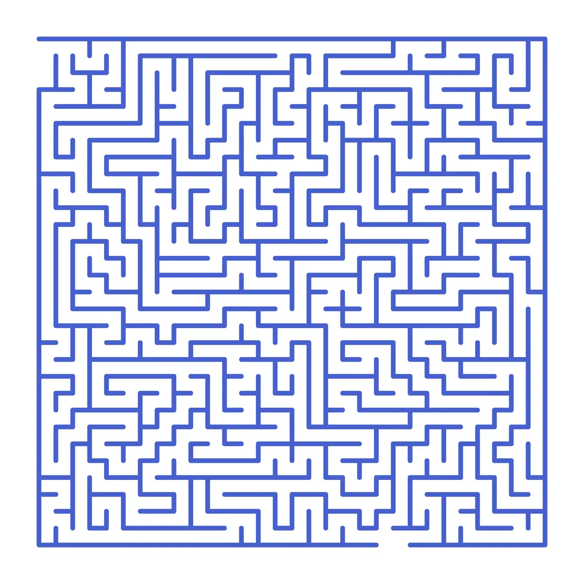 Labyrinthe carré bleu très dense difficile à imprimer pour enfant 8 ans