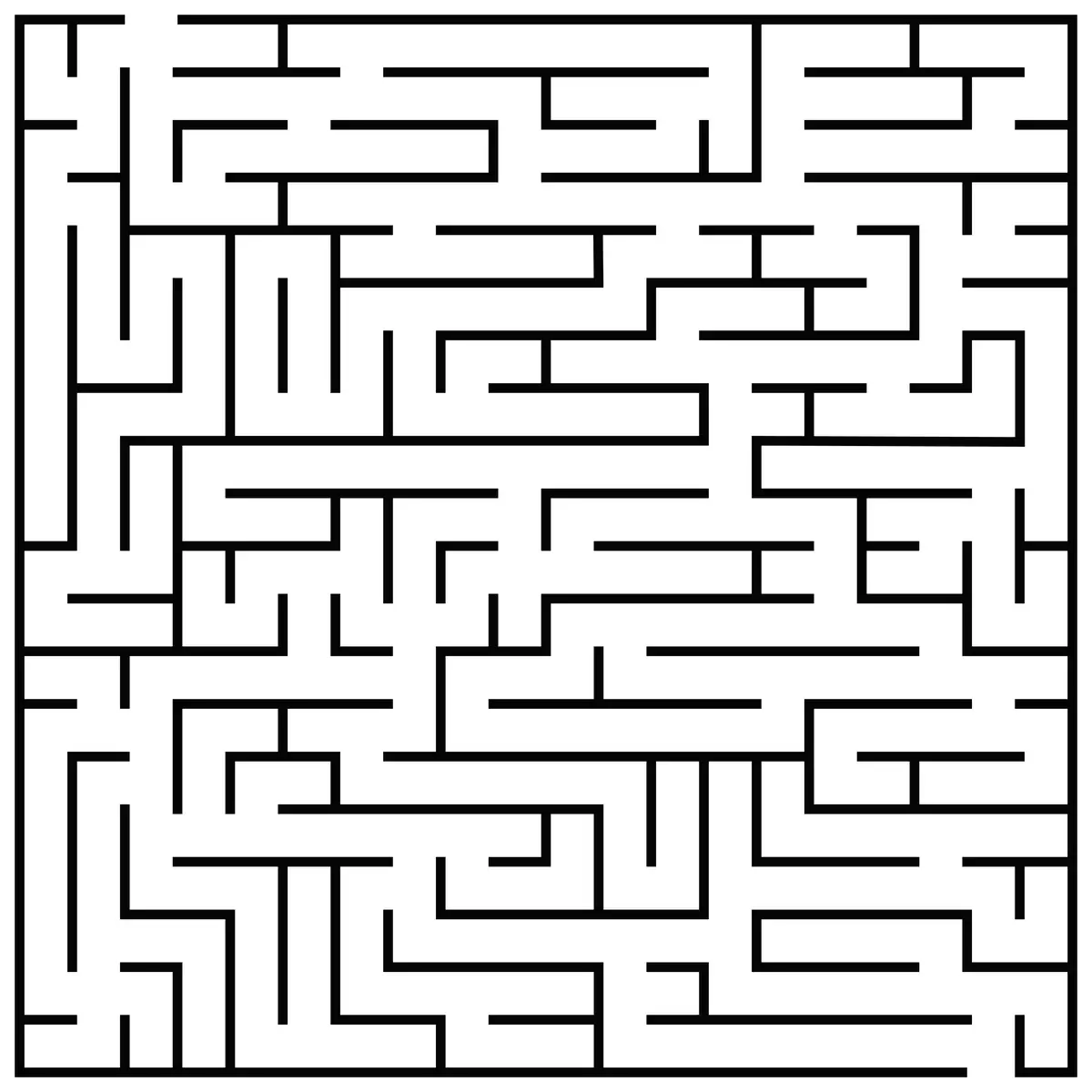 Labyrinthe classique noir et blanc rectangulaire difficile pour 7-10 ans à imprimer